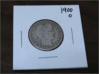 1900 O F-VF Grade Barber Quarter Dollar