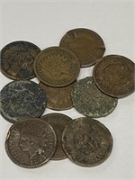 Lot of (10) Indian Head Cents