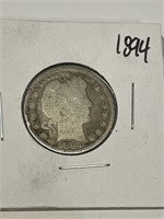 1894 Better Date Barber Quarter Dollar
