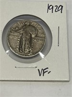 1929 VF Grade Standing Liberty Quarter Dollar