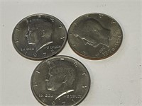 (3) Kennedy Clad Half Dollars
