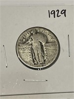 1929 F-VF Grade Standing Liberty Quarter Dollar