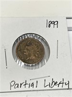1899 Partial Liberty Indian Head Cent