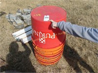STACK OF EMPTY MINERAL BUCKETS