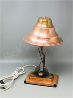 14" tall copper table lamp- curling theme