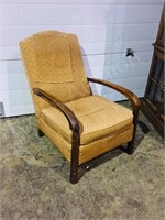 vintage upholstered platform arm chair