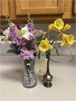 Two Faux Florals & Vases