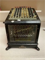 Burroughs Antique Calculator w/receipt, clear case