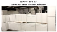 Kitchen Cabinets - Ice White Shaker 15pc. - 10' x