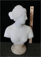 16" alabaster bust of a young woman