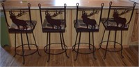 4 Metal Bar Stools w/ Elk Sillouhette