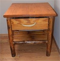 Pair of Rustic Pine 1-Drawer Night Stands