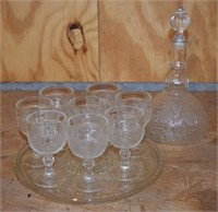 Sandwich Glass Decanter Set