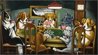 N. AGALTA "DOGS PLAYING POKER" PAINTING