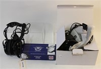 2 PAIRS OF HS-1A AIRPLANE HEADSETS & AVIATION GOGG