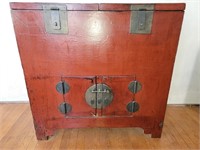 Antique Oriental Elm Wood Cabinet