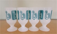 Vintage Federal Glass Danish Rooster Mugs (4)