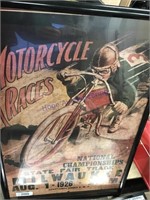 Motorcycle races framed poster