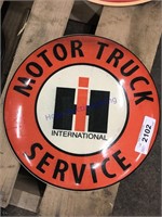IH Motor truck service tin sign, 12"