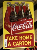 Coca-cola tin sign, 11.5x17"