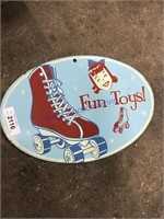 Fun toys tin sign, 11x16