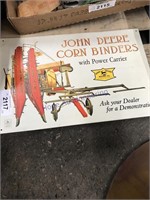 John deere corn binders tin sign, 10.5x16