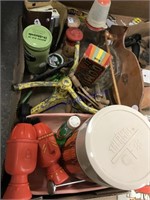 Box- sprinkler, thermos, watch parts, old kitchen