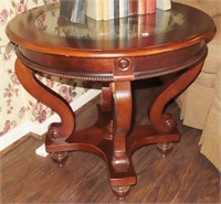 MAHOGANY GLASS TOP END TABLE