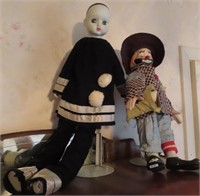 CERAMIC DOLL AND CLOWN