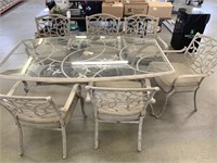 Glass Top Outdoor Table with 6 Chairs