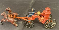 Cast Iron Horses and Fire Department Wagon