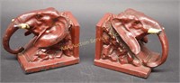 Pair of Ronson Painted Metal Elephant Bookends