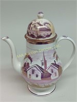 19th C. Staffordshire Pink Lustre Coffee Pot