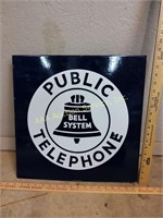 Porcelain Enameled Metal Bell Telephone Sign