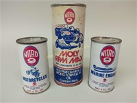 3 Full Nitro 9 Oil Cans Motorcycles Marine