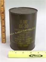 Full American Oil Company Military Engine Oil Can