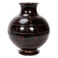 RARE WESTERN HAN DYNASTY LACQUERED POTTERY JAR