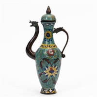 CHINESE CLOISONNE WINE EWER WITH DRAGON SPOUT