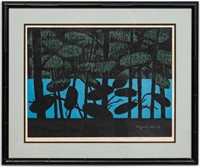 KIYOSHI SAITO, "BLUE MARSH" 1955 WOODBLOCK 91/150