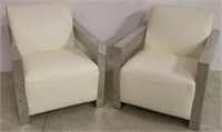 Lazzaro Leather chairs with chrome arms