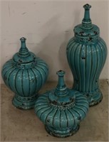 Abroad Caribbean blue colored ginger jars