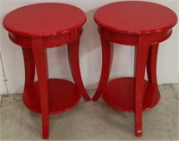 Red round end tables by Butler Specialty