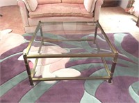 Brass and Glass Square Coffee Table