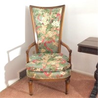 Pair of Tall Back Upholstered Arm Chairs