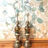 Pair of Matching Brass Table Lamps 38" tall.