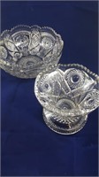 PAIR OF HEAVY CUT GLASS FRUIT & CANDY BOWLS