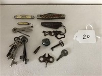 Antique Keys, Pocket Knives, and Misc.