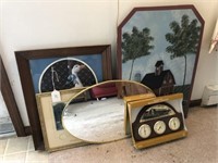 Assorted Pictures, mirror, Fireplace Screen, Etc.