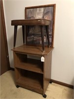 Microwave Stand, Stool, & Picture