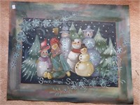 Handpainted Snowman 6 Canvas by Kay Reeves